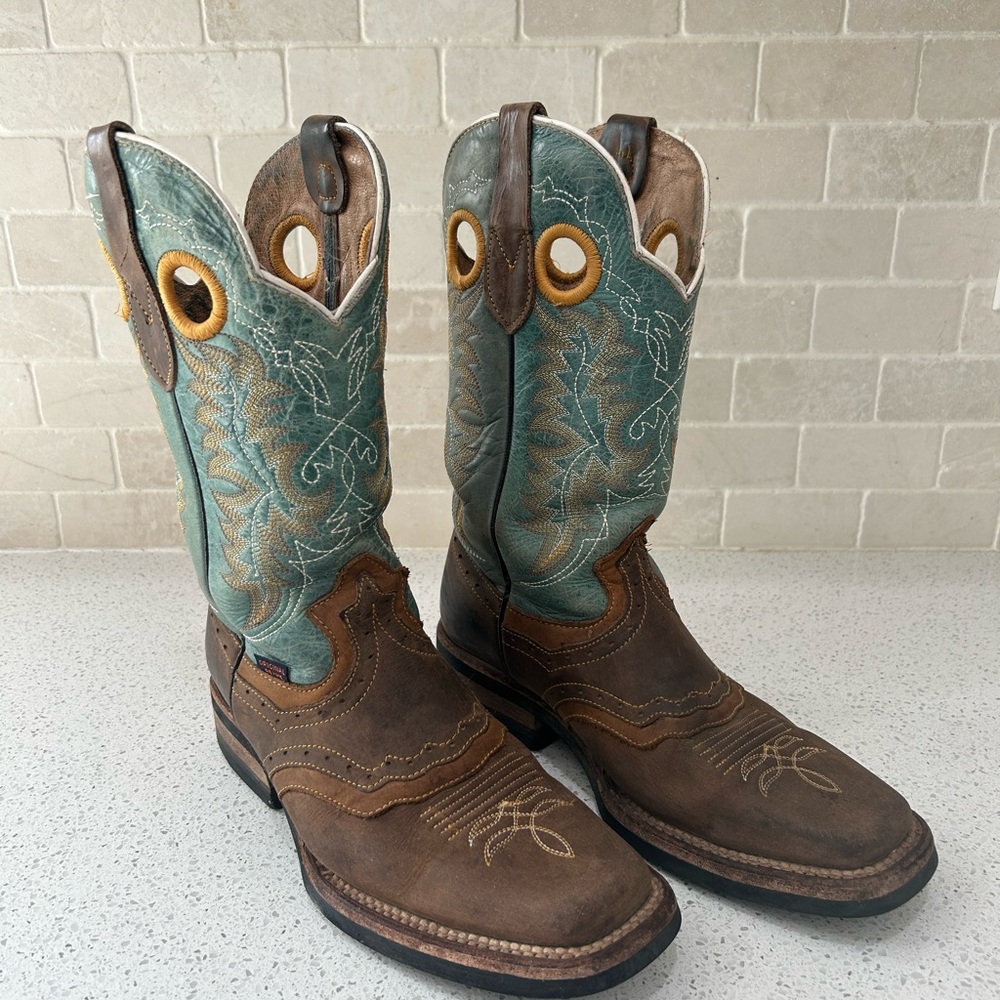 Reyme Brown and Teal Western Boots